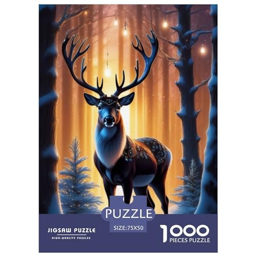 Puzzle für Erwachsene und Jugendliche, Tierkunst, Elch-Puzzles für Erwachsene und Teenager, Familienspiel, 1000 Teile (75 x 50 cm) von LMYmoney