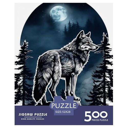 Puzzle für Erwachsene und Jugendliche, Tierkunst, Wolf-Puzzles für Erwachsene und Teenager, Familienspiel, 500 Teile (52 x 38 cm) von LMYmoney