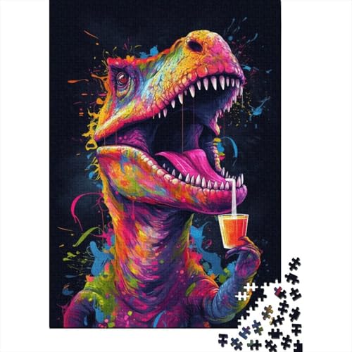 Puzzle für Kinder, 1000 Teile, Puzzle für Kinder, Bunte Dinosaurier, kreative rechteckige Puzzles, Puzzle, Geschenk-Puzzle 1000 Teile (75 x 50 cm) von LMYmoney