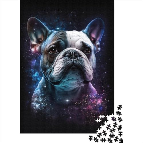 Puzzle für Kinder, 300 Teile, Galaxie-Farb-Bulldogge, kreative, Puzzle, Mitmach-Spiel, Familiendekoration, 300 Teile (40 x 28 cm) von LMYmoney