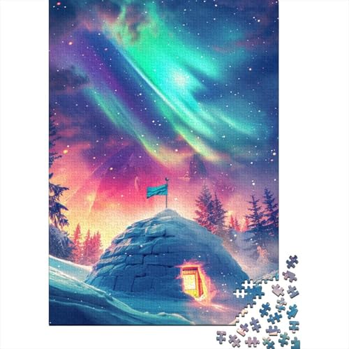 Puzzle für Kinder, 300 Teile, Puzzle für Kinder, Eisschlösser unter der Aurora Borealis, kreative rechteckige Puzzles, Puzzle, Geschenk-Puzzle 300 Teile (40 x 28 cm) von LMYmoney