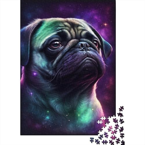 Puzzle für Kinder, 300 Teile, klassischer Mops in Galaxiefarbe, Puzzle, entspannendes Puzzle, Puzzlespiel, Denksportaufgaben, 300 Teile (40 x 28 cm) von LMYmoney