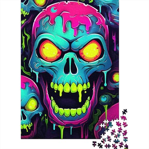 Puzzle für Kinder, 300-teiliges, farbenfrohes Neon-Graffiti-Totenkopf-Puzzle für Kinder, anspruchsvolles Denkspiel, 300 Teile (40 x 28 cm) von LMYmoney