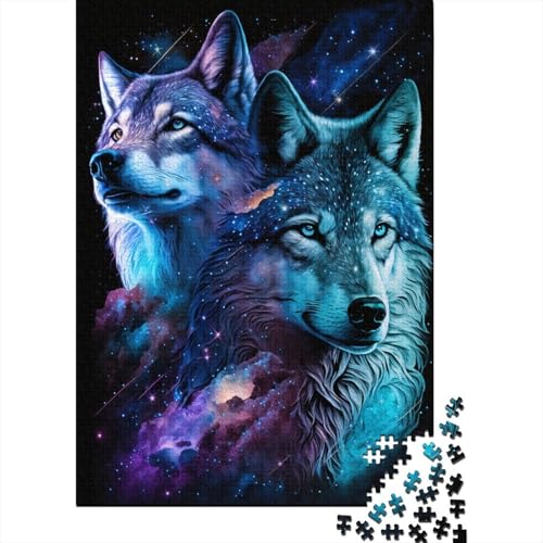 Puzzle für Kinder, 500 Teile, Puzzle für Kinder, Galaxy Wolf, kreative rechteckige Puzzles, Puzzle, Geschenk-Puzzle 500 Teile (52 x 38 cm) von LMYmoney