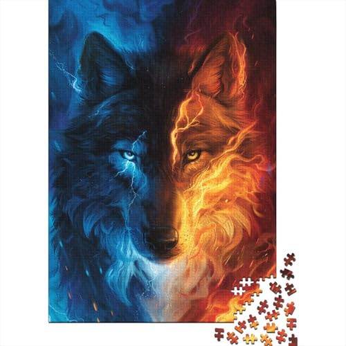 Puzzle für Kinder, 500-teiliges EIS- und Feuerwolf-Puzzle für Kinder, anspruchsvolles Denkspiel, 500 Teile (52 x 38 cm) von LMYmoney