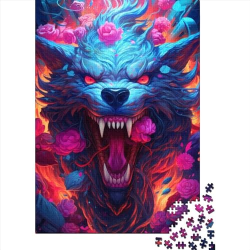 Puzzle für Kinder, Blumen, mächtiger Wolf, 500-teiliges Puzzle für Kinder, Holzpuzzle, geeignet für Kinder ab 18 Jahren, tolle Kinder, 500 Teile (52 x 38 cm) von LMYmoney