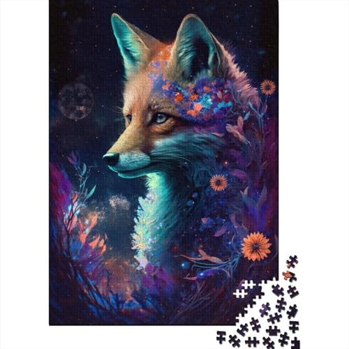 Puzzle für Kinder, Fuchs und Blumen, Puzzle 1000 Teile, kreatives rechteckiges Puzzle, Denksportspiel, 1000 Teile (75 x 50 cm) von LMYmoney