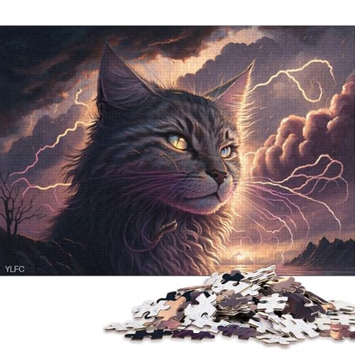 Puzzle für Kinder, Kunst, Maine-Coon-Katze, 500-teiliges Puzzle, Puzzle ab 18 Jahren, anspruchsvolles Spiel, 500 Teile (52 x 38 cm) von LMYmoney