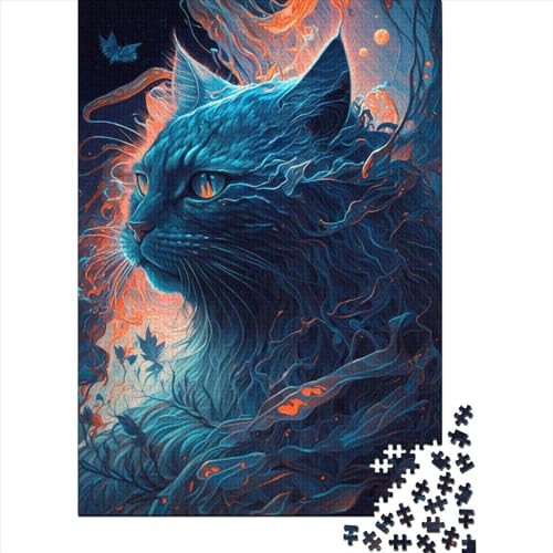 Puzzle für Kinder, fantasievolle Maine-Coon-Katze, 1000-teiliges Puzzle, Holzpuzzle für Kinder und pädagogisches Puzzle, Familienspiel, 1000 Teile (75 x 50 cm) von LMYmoney