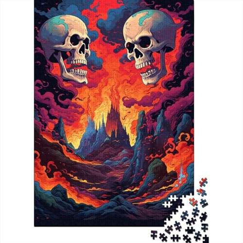 Puzzle für Kinder, farbenfroher künstlerischer Totenkopf, 1000-teiliges Holzpuzzle für Kinder ab 18 Jahren, schwierig und herausfordernd, 1000 Teile (75 x 50 cm) von LMYmoney