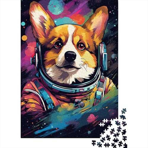 Puzzle für Kinder, künstlerisches Astronauten-Corgi-Puzzle, 1000 Teile, Holzpuzzle für Kinder ab 18 Jahren, schwierig und anspruchsvoll, 1000 Teile (75 x 50 cm) von LMYmoney