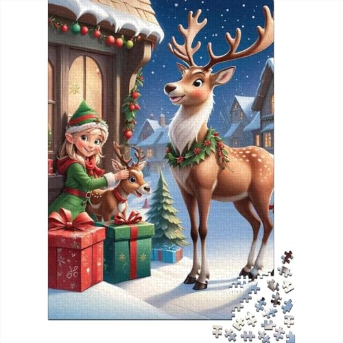 Puzzle für Kinder „Frohe Weihnachten“, 1000-teiliges Puzzle, Holzpuzzle für Kinder und pädagogisches Puzzle, Familienspiel, 1000 Teile (75 x 50 cm) von LMYmoney