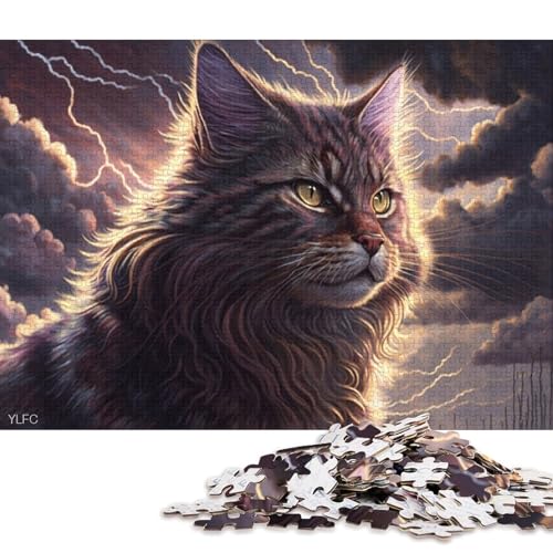 Puzzle für Kinder 500 Teile, Klassische Kunst, Maine-Coon-Katze, Puzzle, entspannendes Puzzle, Puzzlespiel, Denksportaufgaben, 500 Teile (52 x 38 cm) von LMYmoney