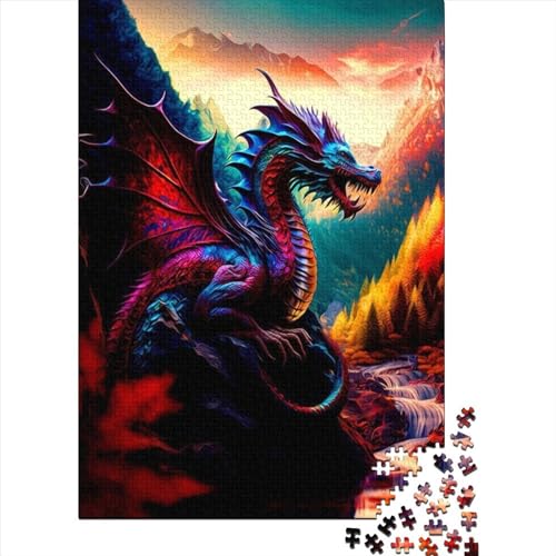 Puzzle für Kinder und Teenager, Fantasie-Drache, 1000-teiliges Puzzle aus Holz für Kinder ab 18 Jahren, Kinder und 1000 Teile (75 x 50 cm) von LMYmoney