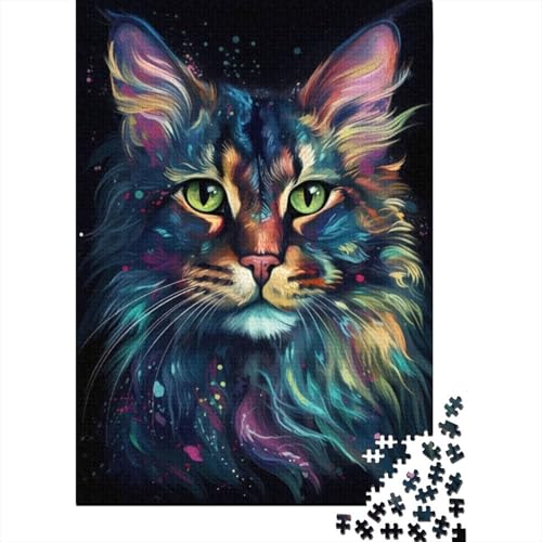 Puzzle für Kunst, Tier, Katze, 1000-teiliges Holzpuzzle für Erwachsene und ab 18 Jahren, Spaß für die ganze Familie, Puzzle 1000 Teile (75 x 50 cm) von LMYmoney