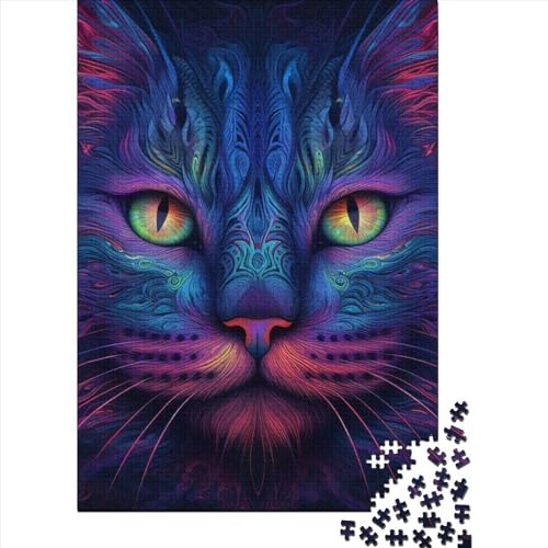 Puzzle für mysteriöse Katze856, 1000-teiliges Puzzle für Kinder, Holzpuzzle für Kinder ab 18 Jahren, Spaß für die ganze Familie, Puzzle 1000 Teile (75 x 50 cm) von LMYmoney