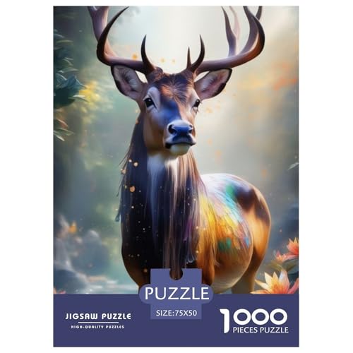 Puzzle mit 1000 Teilen, Tierkunst, Elch, für Erwachsene und Teenager, Lernspiele für zu Hause, DIY-Spielzeug, 1000 Stück (75 x 50 cm) von LMYmoney