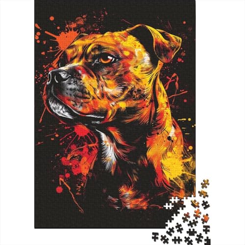 Puzzle mit 300 Teilen, Staffordshire-Bullterrier-Hund, für Erwachsene und Teenager, 300 Teile (40 x 28 cm) von LMYmoney