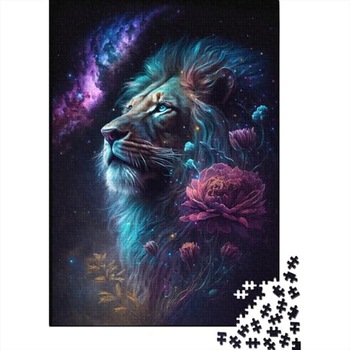 Puzzle mit Weltraum-Löwen- und Blumenmotiv, 300 Teile, Puzzle für Kinder, Denkspiel, Puzzle-Spielzeug für Kinder, 300 Teile (40 x 28 cm) von LMYmoney