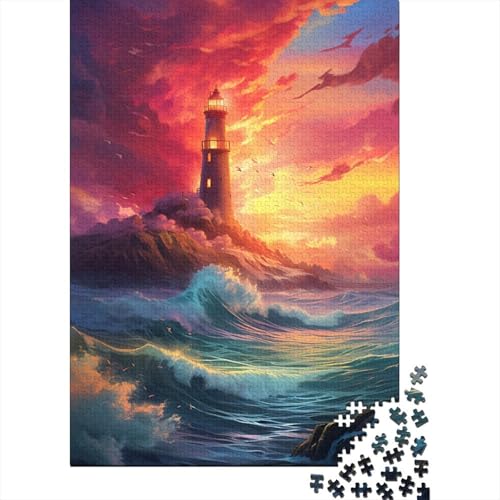 Puzzle mit Wolken, Sonnenuntergang, Leuchtturm, 300 Teile, für Kinder und Jugendliche ab 12 Jahren, 300 Teile (40 x 28 cm) von LMYmoney