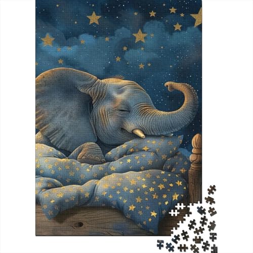 Puzzle mit schlafendem Elefanten, 300 Teile, für Teenager, Geschenke, Holzpuzzle, Erwachsenen-Puzzle für Kinder, 300 Teile (40 x 28 cm) von LMYmoney