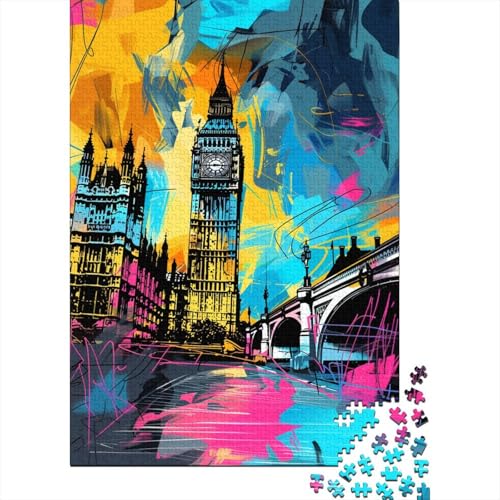 Puzzles für Kinder, 300-teiliges Graffiti-Big-Ben-Puzzle für Kinder, anspruchsvolles Denkspiel, 300 Teile (40 x 28 cm) von LMYmoney