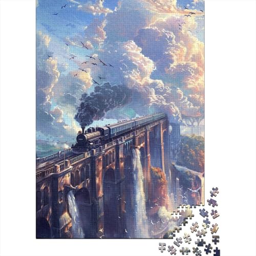 Rechteckiges Puzzle mit 1000 Teilen für Kinder, Dampfzug auf der Brücke, kreative Puzzle-Herausforderung, Spielzeug-Puzzles für Kinder, 1000 Teile (75 x 50 cm) von LMYmoney