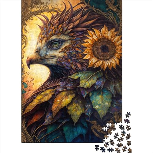 Rechteckiges Puzzle mit 1000 Teilen für Kinder, Sonnenblumen- und Vogel-Puzzle, kreative Herausforderung, Spielzeug-Puzzles für Kinder, 1000 Teile (75 x 50 cm) von LMYmoney