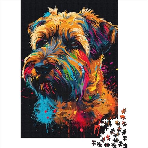 Soft Coated Wheaten Terrier Hund, 300-teiliges Holzpuzzle für Kinder, Puzzle, Lernspiel, Herausforderungsspielzeug, 300 Stück (40 x 28 cm) von LMYmoney