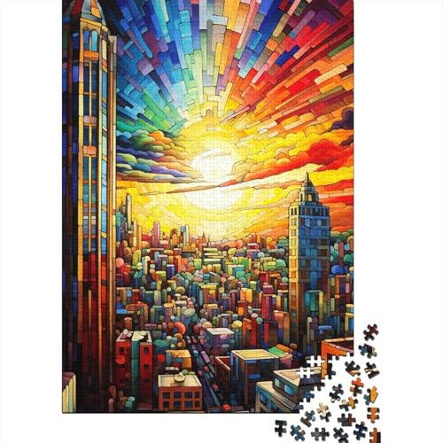 Stadtbild, farbenfrohes Regenbogen-Puzzlespiel für Erwachsene, 500 Teile, kreatives Puzzle, Dekomprimierungsspiel, 500 Teile (52 x 38 cm) von LMYmoney