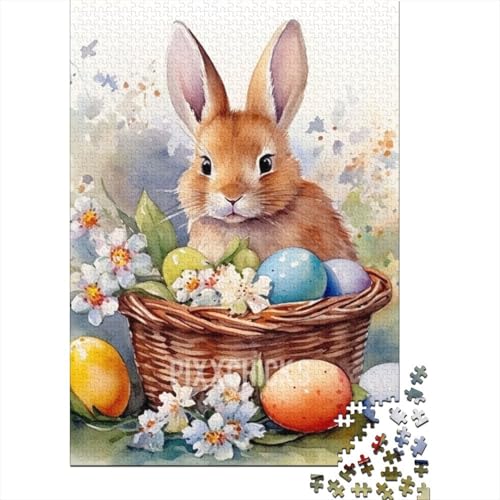 Süßes Osterhäschen-Puzzle, herausfordernd und knifflig, aus 100 Prozent recycelter Pappe, Puzzle für Damen und Herren, 70 x 50 cm, 1000 Teile von LMYmoney