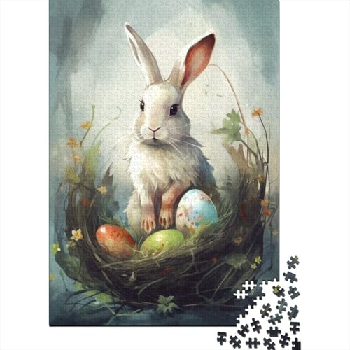 Süßes Osterhasen-Geschenk-Puzzle, herausfordernd und knifflig, 100 Prozent recycelte Pappe, Puzzle für Erwachsene und Kinder, 38 x 26 cm, 1000 Teile von LMYmoney