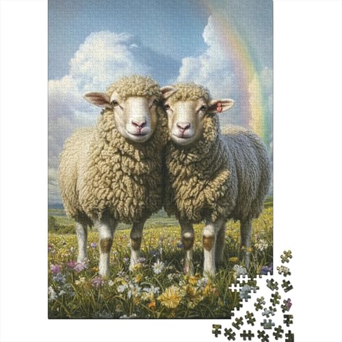 Tier-Lamm-Puzzle mit 1000 Teilen für Erwachsene, Premium-Puzzle aus 100% recyceltem Brett, Geschenke für Erwachsene, für Jungen oder Mädchen, 1000 Teile (75 x 50 cm) von LMYmoney