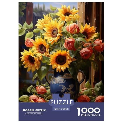 Tierkunst-Blumenpuzzle für Erwachsene und Jugendliche, 1000 Teile, Puzzle für Erwachsene, nachhaltige Puzzlespiele, 1000 Teile (75 x 50 cm) von LMYmoney