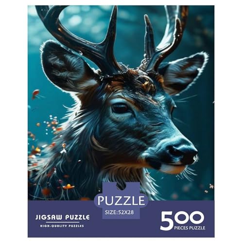 Tierkunst-Elch, 500-teiliges Puzzle für Teenager, Geschenke, Holzpuzzle, Puzzle für Erwachsene, Lernspiele für zu Hause, DIY-Spielzeug, 500 Teile (52 x 38 cm) von LMYmoney