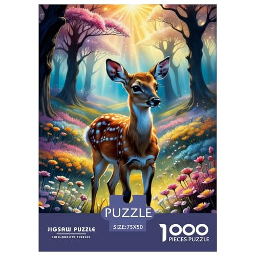 Tierkunst-Elch-Holzpuzzle, 1000-teiliges Puzzle für Erwachsene, Lernspiel, Herausforderungsspielzeug, Heiligabend-Geschenke, 1000 Stück (75 x 50 cm) von LMYmoney