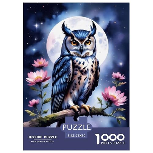 Tierkunst-Eule, 1000-teiliges Puzzle für Teenager, Geschenke, Holzpuzzle, Puzzle für Erwachsene, Lernspiele für zu Hause, DIY-Spielzeug, 1000 Teile (75 x 50 cm) von LMYmoney