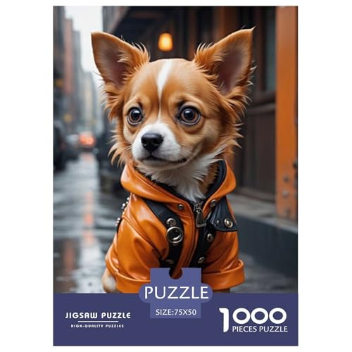 Tierkunst-Hund, 1000-teiliges Holzpuzzle für Erwachsene, Puzzle, Lernspiel, Herausforderungsspielzeug, 1000-teilig (75 x 50 cm) von LMYmoney