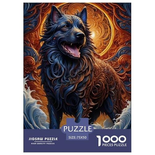 Tierkunst-Hund, 1000-teiliges Holzpuzzle für Erwachsene, Puzzle, Lernspiel, Herausforderungsspielzeug, 1000-teilig (75 x 50 cm) von LMYmoney