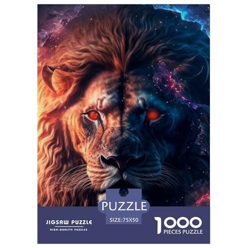 Tierkunst-Löwe-Holzpuzzle, 1000-teiliges Puzzle für Erwachsene, Lernspiel, Herausforderungsspielzeug, Heiligabend-Geschenke, 1000 Teile (75 x 50 cm) von LMYmoney