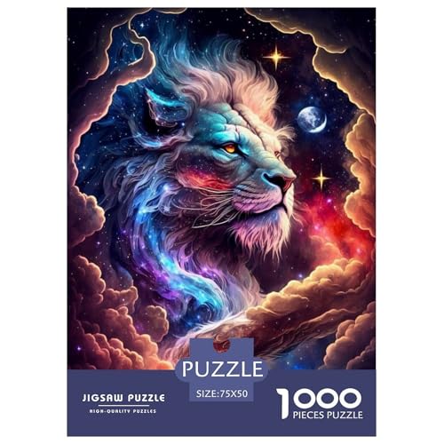 Tierkunst-Löwe-Holzpuzzle, 1000-teiliges Puzzle für Erwachsene, Lernspiel, Herausforderungsspielzeug, Heiligabend-Geschenke, 1000 Teile (75 x 50 cm) von LMYmoney