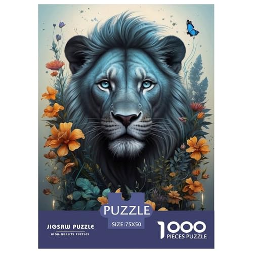 Tierkunst-Löwe-Holzpuzzle, 1000-teiliges Puzzle für Erwachsene, Lernspiel, Herausforderungsspielzeug, Heiligabend-Geschenke, 1000 Teile (75 x 50 cm) von LMYmoney