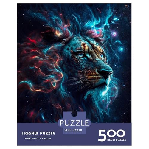 Tierkunst-Löwe-Holzpuzzle, 500-teiliges Puzzle für Erwachsene, Lernspiel, Herausforderungsspielzeug, Heiligabend-Geschenke, 500 Stück (52 x 38 cm) von LMYmoney