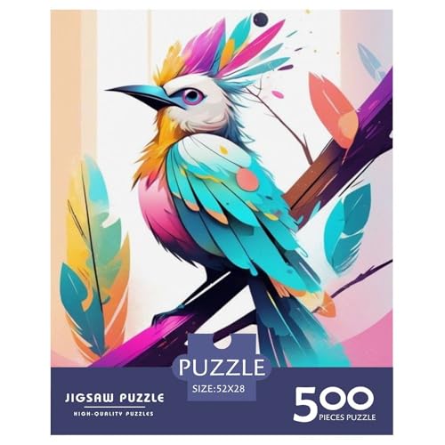 Tierkunst-Vogel-Puzzle für Erwachsene und Jugendliche, 500 Teile, Holzpuzzle für Teenager, Geschenke, Denksportspiel, 500 Teile (52 x 38 cm) von LMYmoney