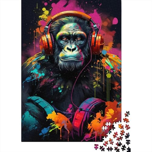 Unmögliches Puzzle für Erwachsene, EIN Gorilla mit Kopfhörern, 1000-teiliges Puzzle, Puzzlegeschenke für Kinder, 1000 Teile (75 x 50 cm) von LMYmoney