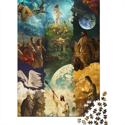 Upe Lernspiele Puzzle für Jungen und Mädchen aus 100% recyceltem Karton, 38 x 26 cm, 1000 Teile, Kunst, christliches Jesus-Geschenk, Alter 18 Jahre von LMYmoney