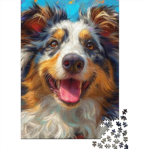 Upe Lernspiele Puzzle für Jungen und Mädchen mit Australian Shepherd Dog-Motiv, 100% Recycling-Karton, 38 x 26 cm, 1000 Teile, ab 18 Jahren von LMYmoney