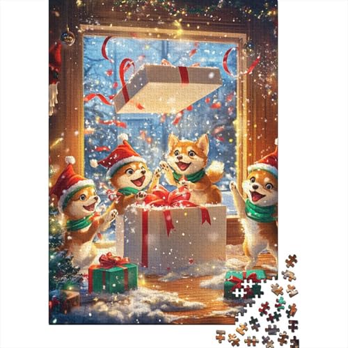 Weihnachts-Corgi-Puzzle mit 1000 Teilen für Erwachsene, Dekompressionsspielzeug, ungewöhnliches Puzzle für Erwachsene für Jungen oder Mädchen, 1000 Teile (75 x 50 cm) von LMYmoney