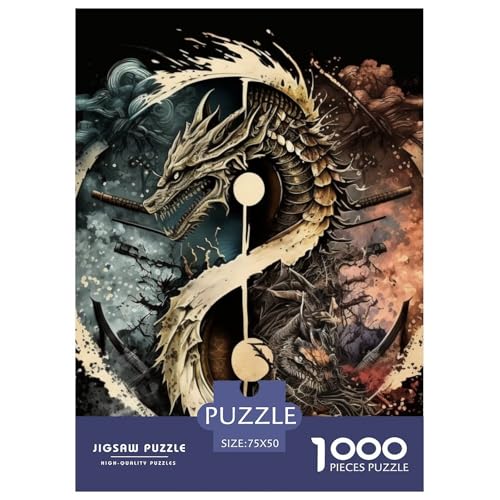 Yin Yang Art 1000-teiliges Holzpuzzle für Erwachsene, Puzzle, Lernspiel, Herausforderungsspielzeug, 1000 Stück (75 x 50 cm) von LMYmoney