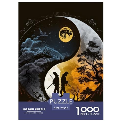 Yin Yang Art 1000-teiliges Holzpuzzle für Erwachsene, Puzzle, Lernspiel, Herausforderungsspielzeug, 1000 Stück (75 x 50 cm) von LMYmoney